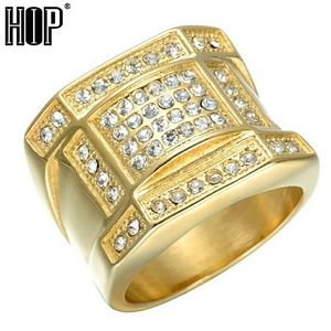 Hip hop geometric ring iced out size 10